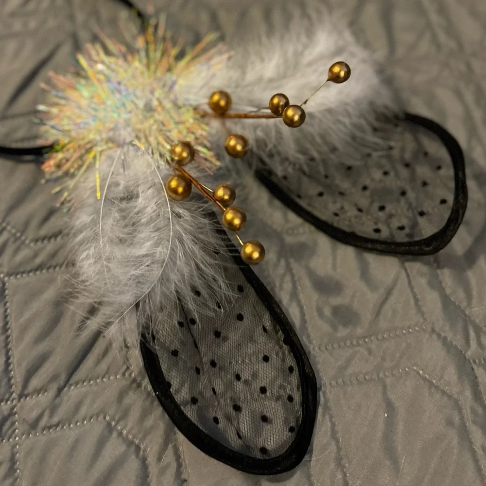 Black Lace Easter Bunny Ears - Rabbit Ears, Handmade Headpiece, Easter Headpiece
